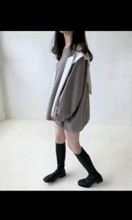 Attention 好young泡袖大學T 澎袖 可可灰