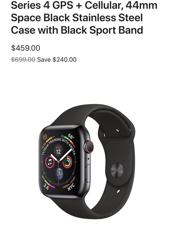 Apple watch series 4 stainless steel black clearance 44mm