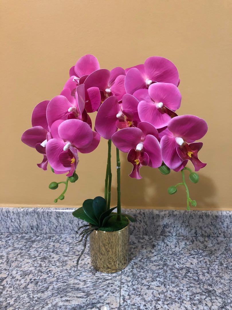 Artificial Orchid Flower Pot, Furniture & Home Living, Home Decor