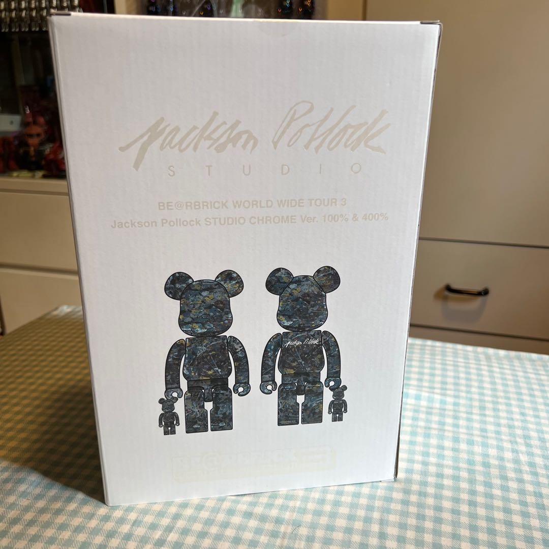 現貨)BE@RBRICK Jackson Pollock Studio CHROME Ver.100％ & 400