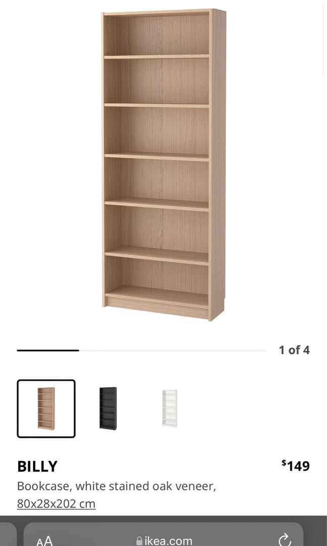 Billy Bookshelf Bookcase Furniture, Ikea Billy Bookcase White Stained Oak Veneer
