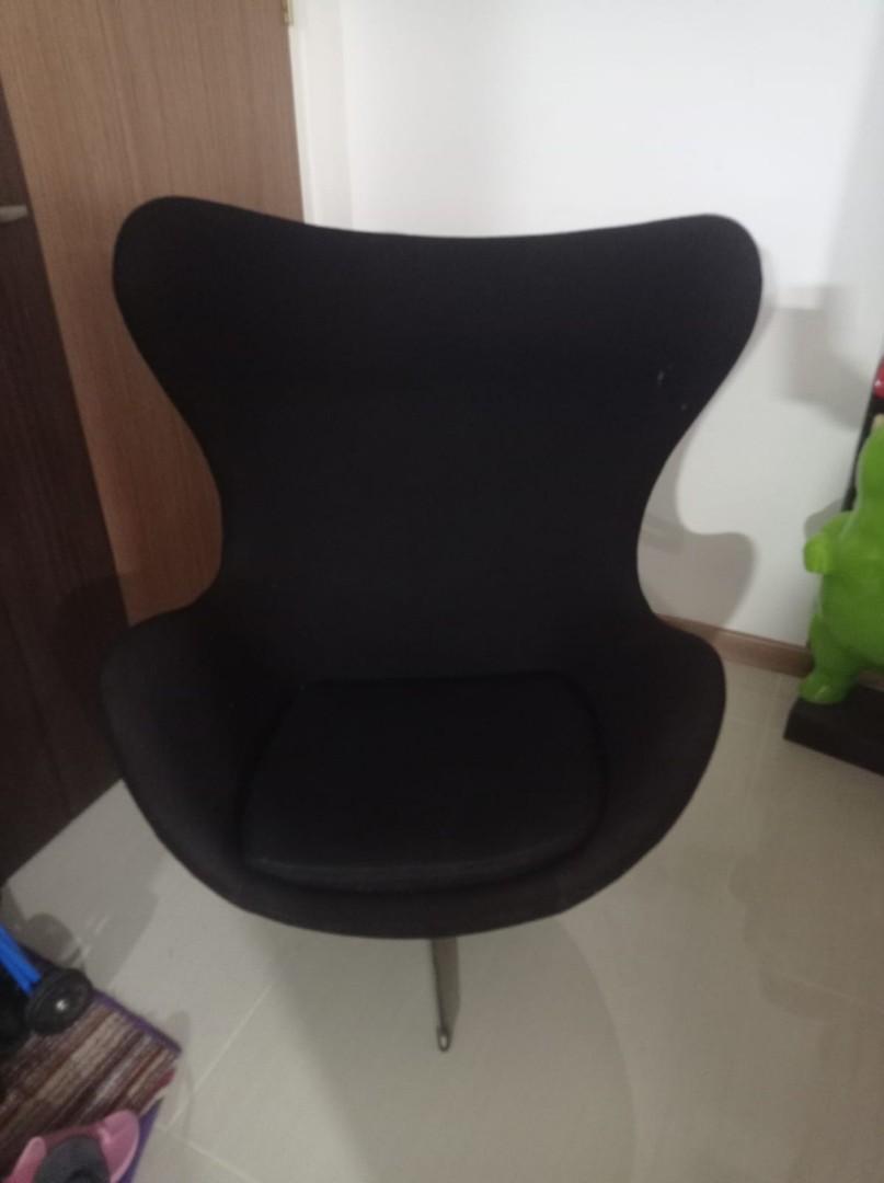 Black Egg chair, Furniture & Home Living, Furniture, Chairs on Carousell
