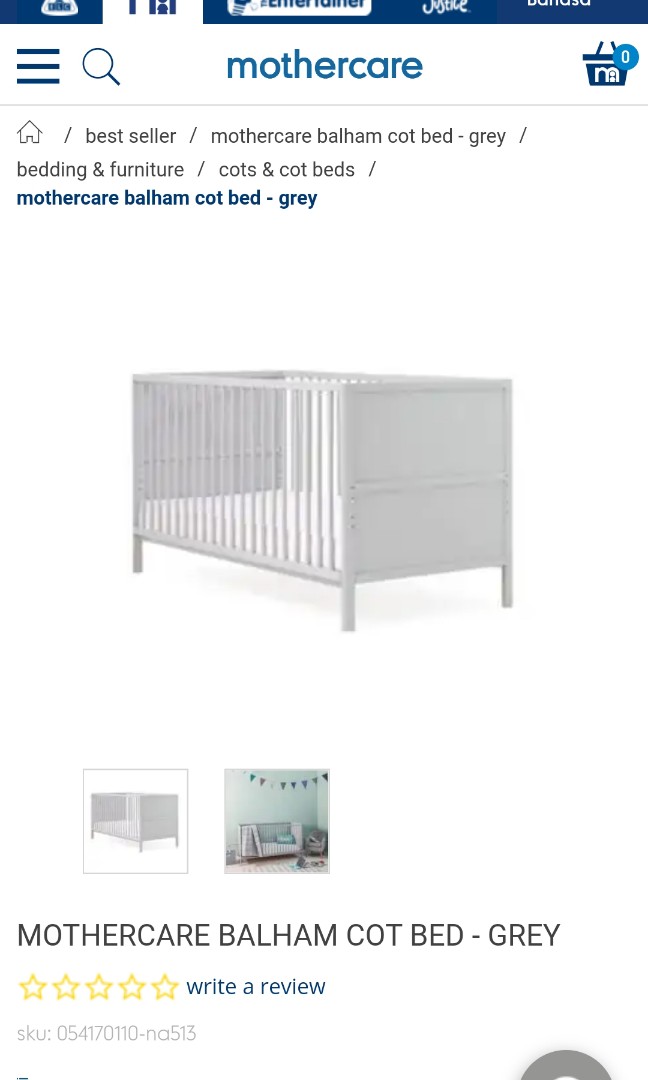 Mothercare shop balham cot
