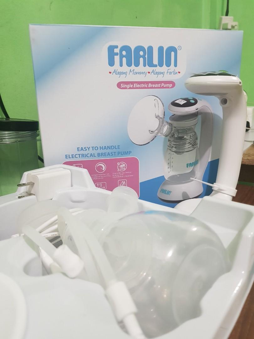 Breast pump Electric Single Comfortable Pump (Category: Breastfeeding & Bottle Feeding) located in Taguig. Submitted by imamethysy (Listing ID 1139185588, Image 1). Description: FARLIN SINGLE ELECTRIC BREAST PUMP 🙈 Once Used 🙈 Bagong Bago with Receipt and Warranty pa (See photos) 🙈sobrang comfortable kasi silicon ung sucking ring. walang sakit as in ! 🙈 Handy/ Di mo na need isaksak pag gagamitin kahit saan sa bahay pwede mo gamitin sis! 🙈 Re