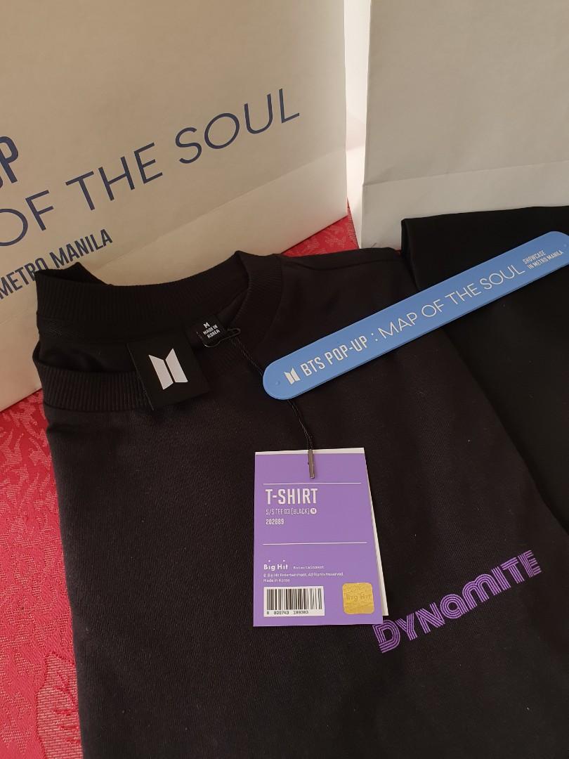 BTS On Top Dynamite Celebration Shirt (Official) (Category: Tshirts & Polo Shirts ) located in Manila. Submitted by boramartph (Listing ID 1139197861, Image 1). Description: Official from BTS Pop Up Store Metro Manila (Bought last July 2021) Size: Medium Used only once or twice Original Price was at P2,200 RFS: Size is a bit too big for me :( Original Plastic included **Pop Up Store Band & Idol Tote Bag not included**.
