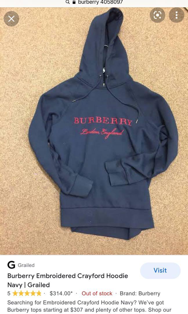 BURBERRY CRAYFORD EMBROIDERED HOODIE NAVY, Men's Fashion, Coats, Jackets  and Outerwear on Carousell