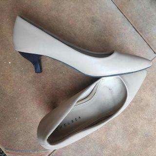 CHELSEA NUDE LEATHER-LIKE TWO-INCH HEELS