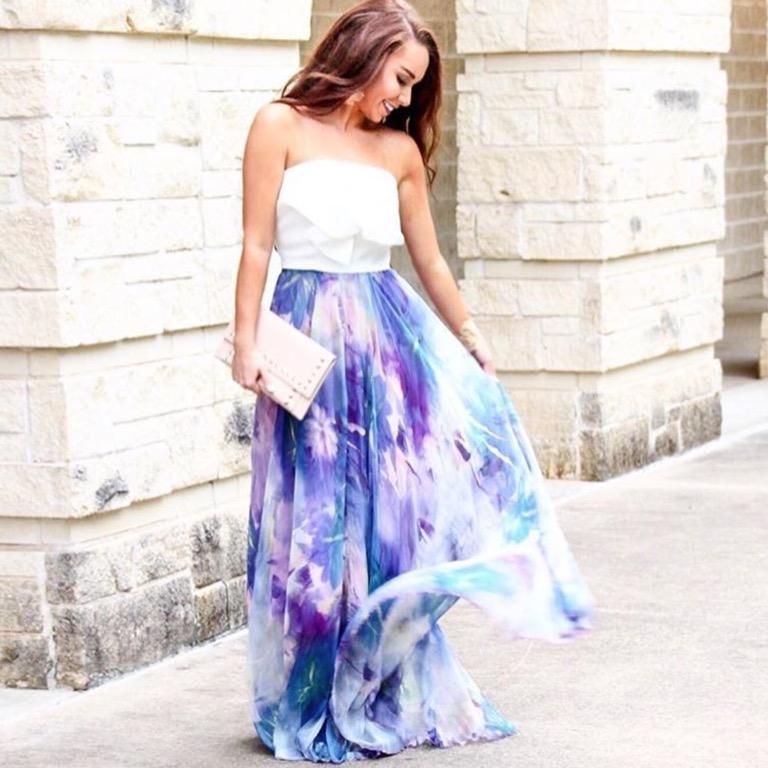 Chicwish Floral Maxi Skirt in Violet BNWOT