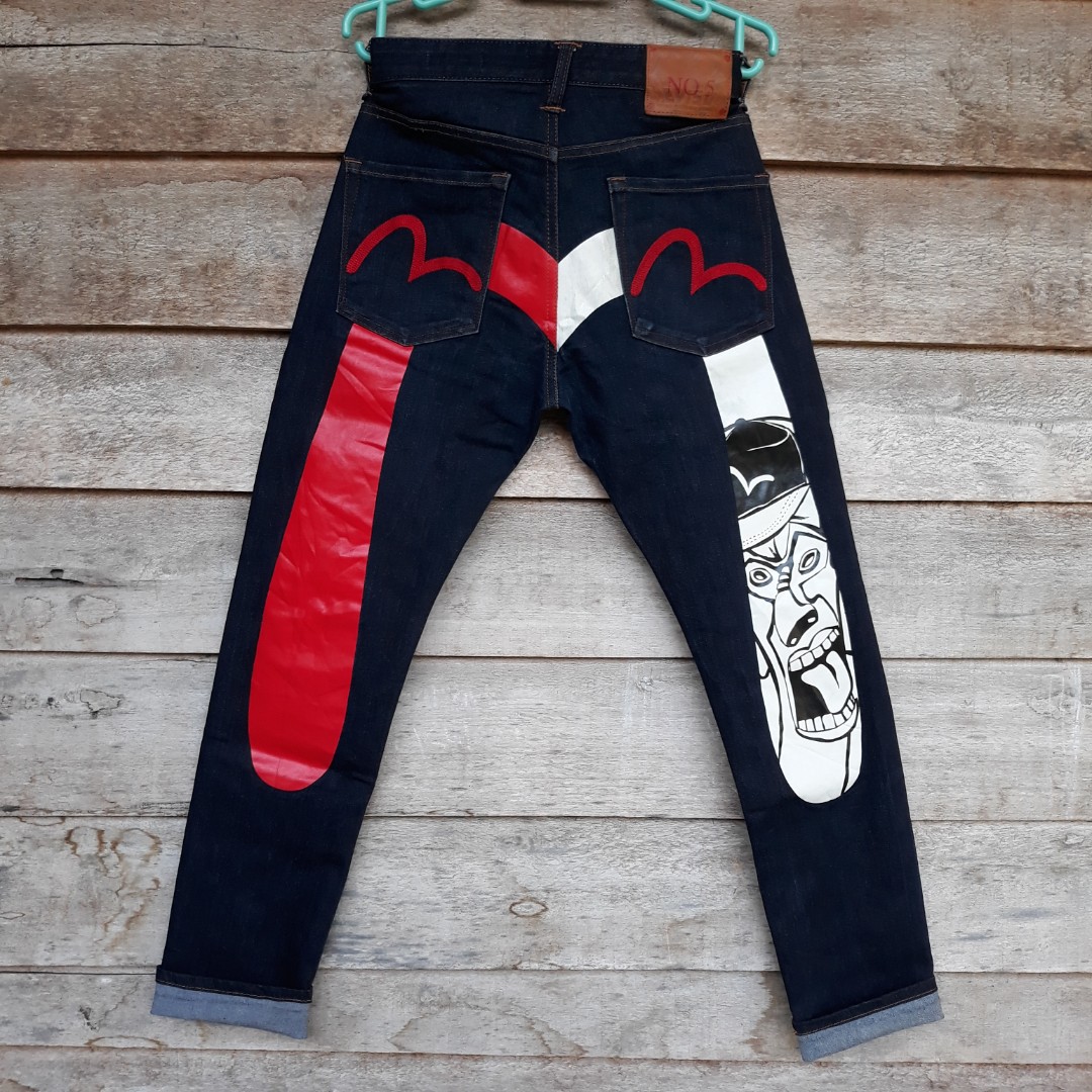 EVISU NO.5 SKINNY BIG LOGO INDIGO DENIM 