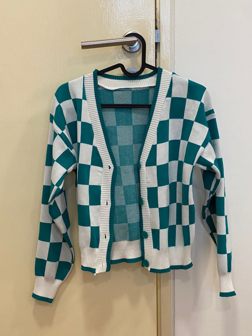 green checkered sweater