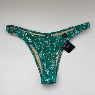 green shirred bikini bottoms with tag