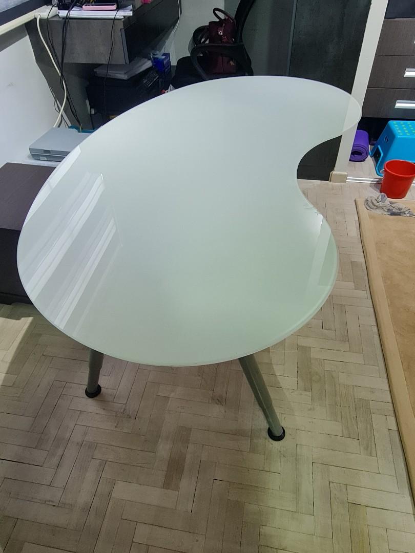 Ikea kidney shaped store glass desk