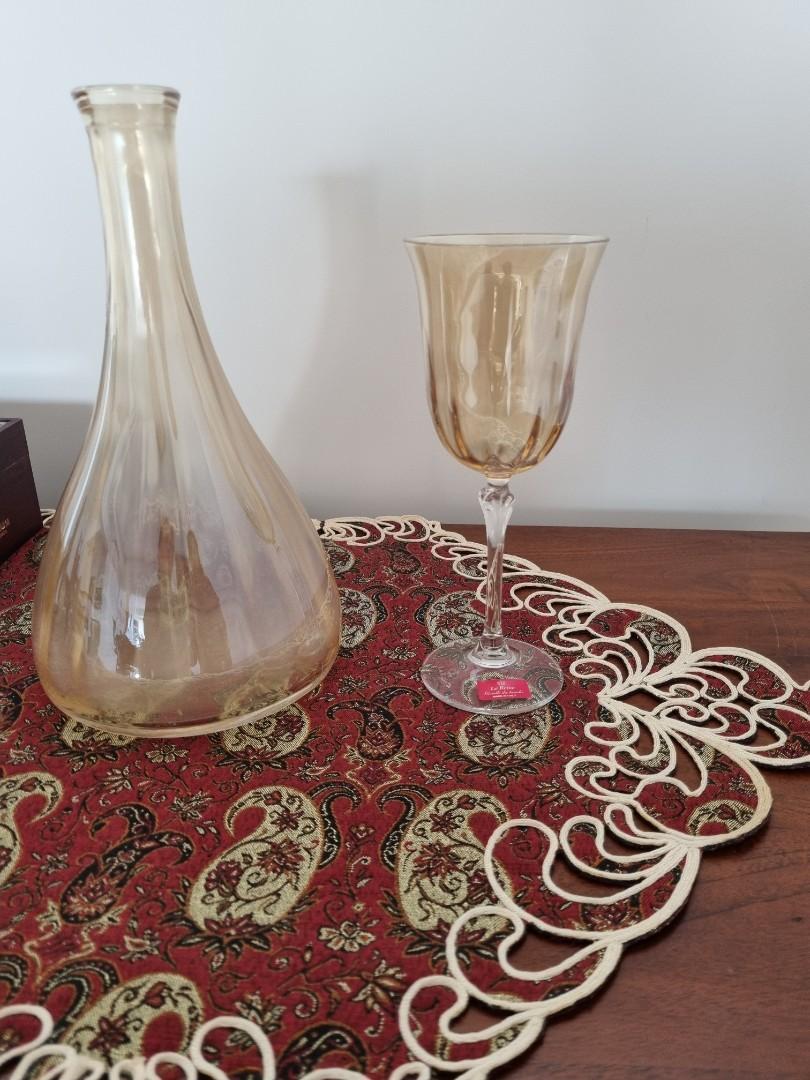 La Reine Italy Crystal wine glasses with Decanter, Furniture & Home