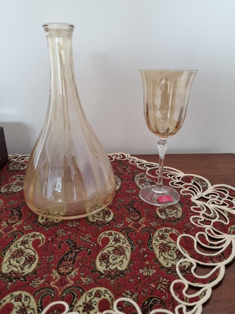 La Reine Italy Crystal wine glasses with Decanter, Furniture & Home Living, Kitchenware