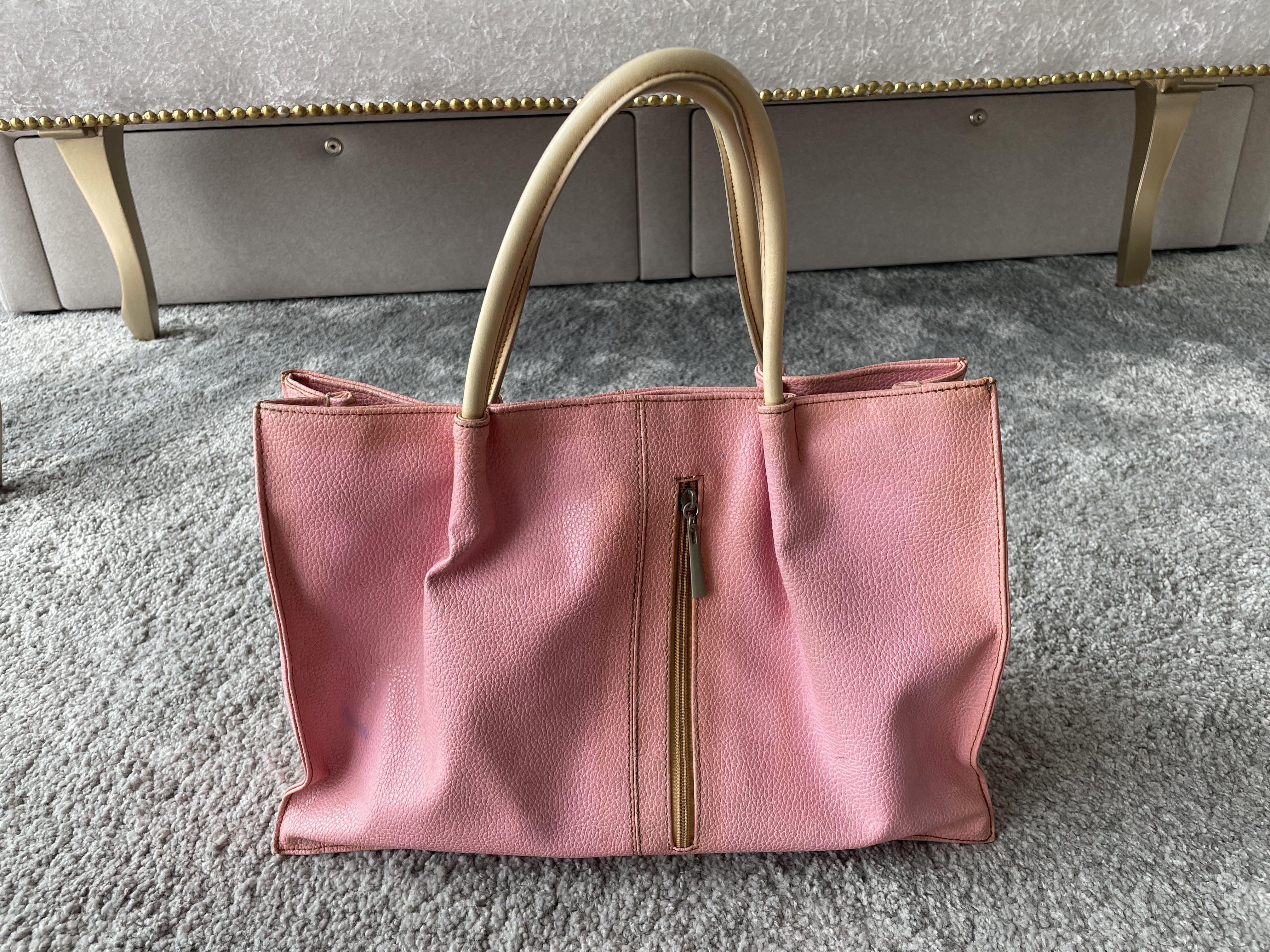 Light pink leather tote shop