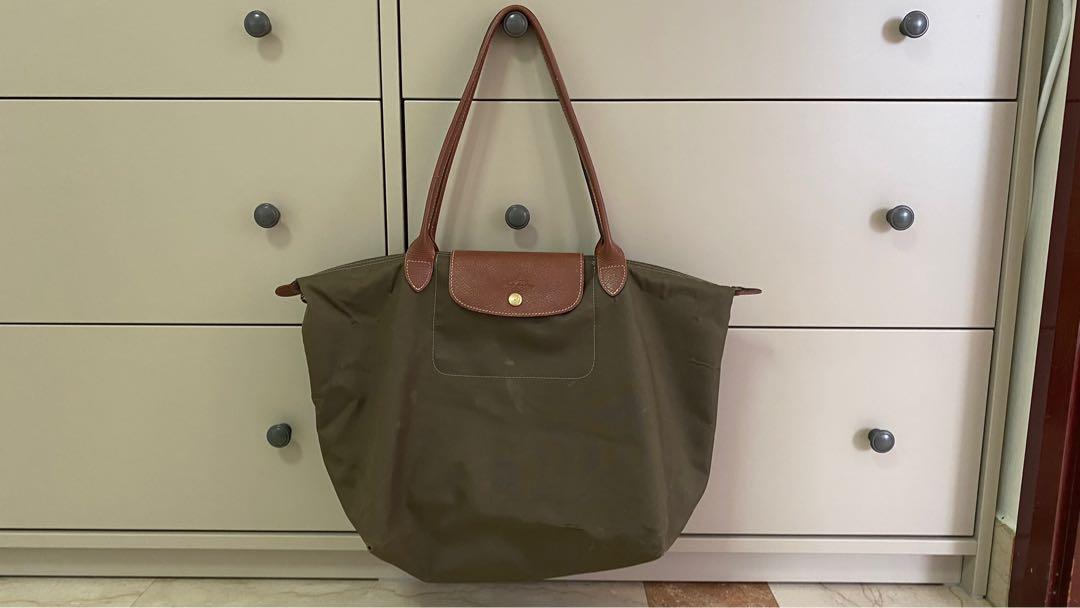 Longchamp khaki large tote outlet