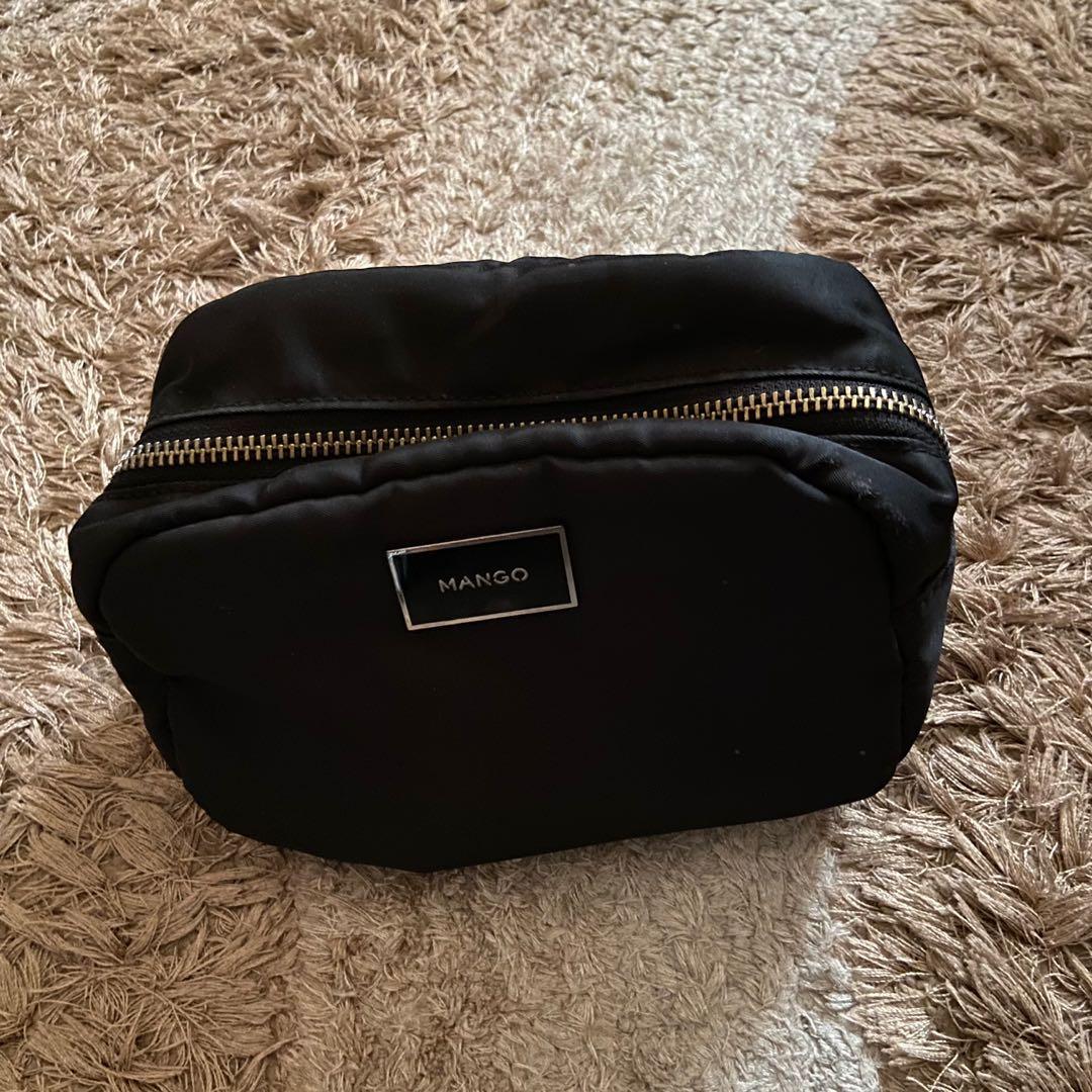 Mango black nylon pouch cosmetic bag