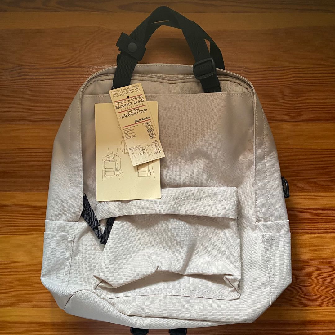 MUJI backpack with adjustable handles A4, Women's Fashion, Bags