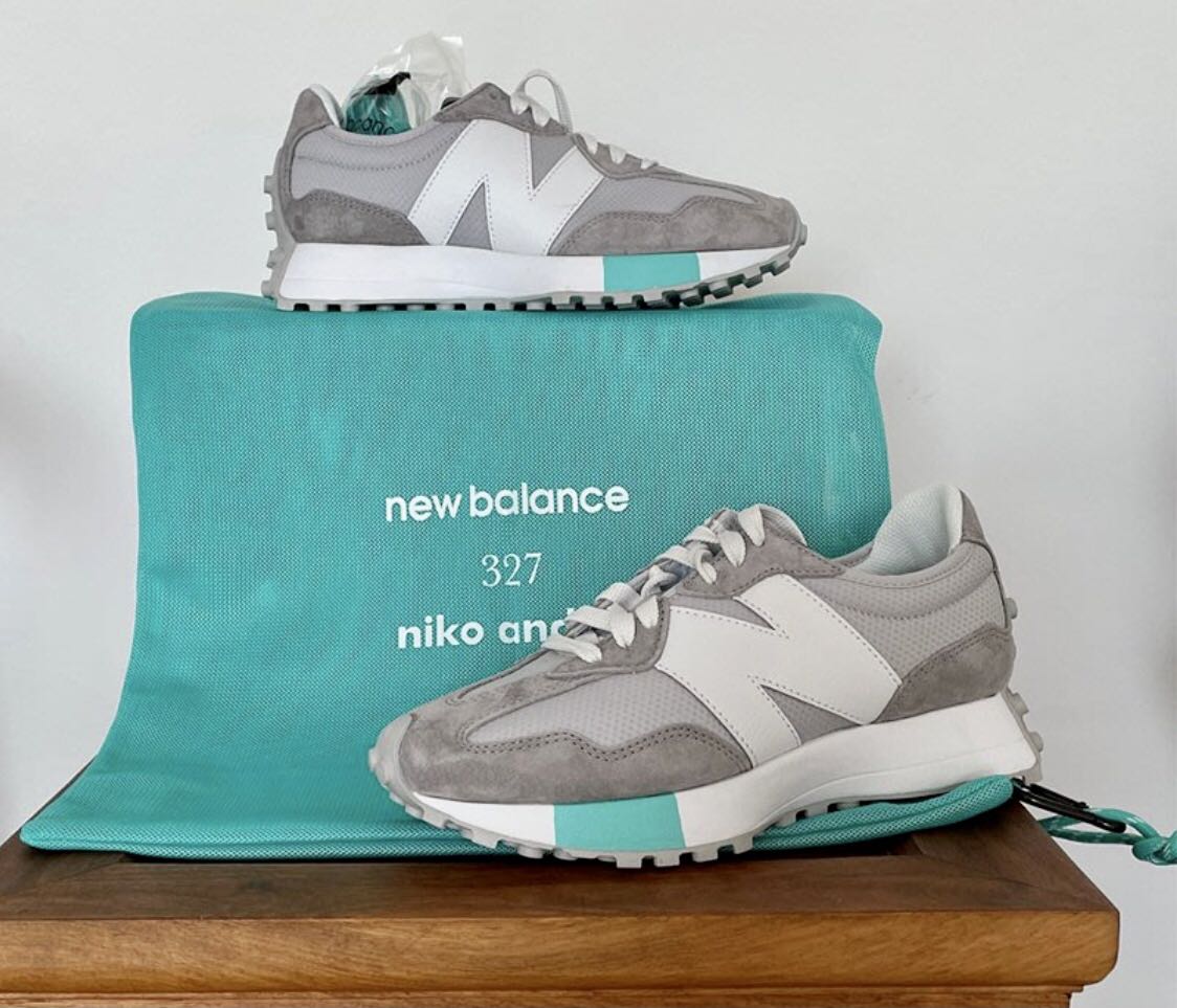 New Balance 327 X Niko And 灰/湖水綠98%新, 男裝, 鞋, 波鞋- Carousell
