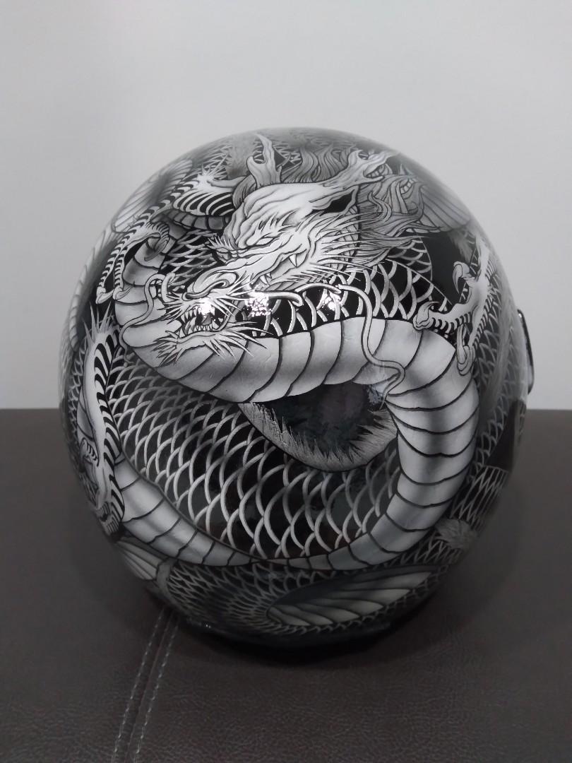 Newly airbrush Dragon helmet, Motorcycles, Motorcycle Accessories on  Carousell