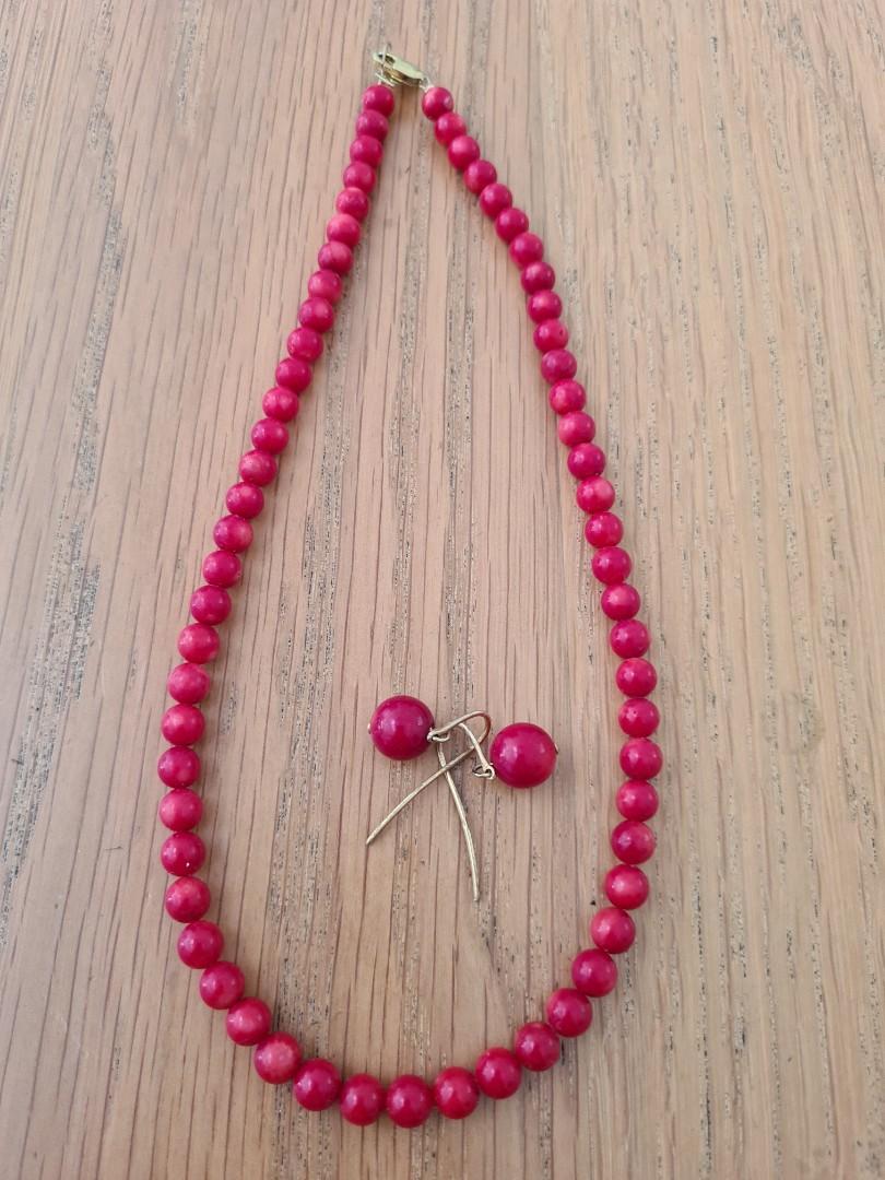 Coral necklace and earring set sale