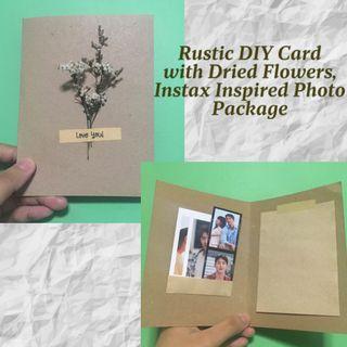 Rustic DIY Card with Dried Flowers (Add faux Instax mini and filmstrip photos)