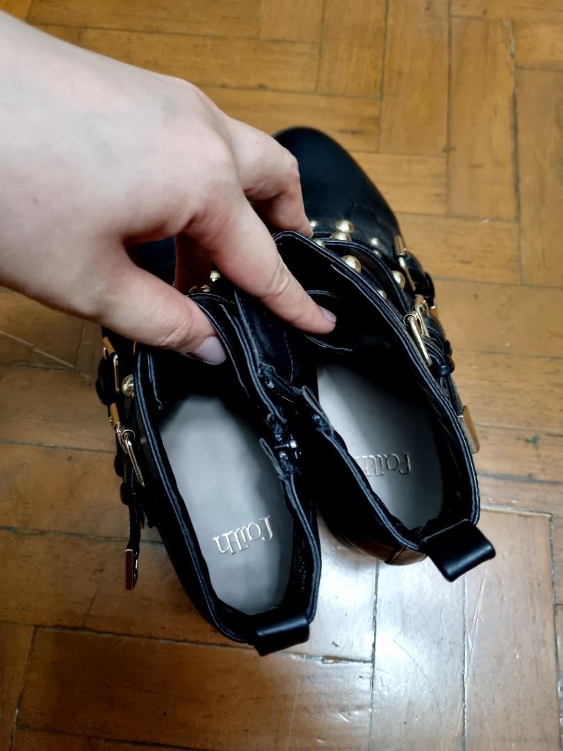 Size 9 9.5 Debenham Black Boots with Gold Details Women s Fashion