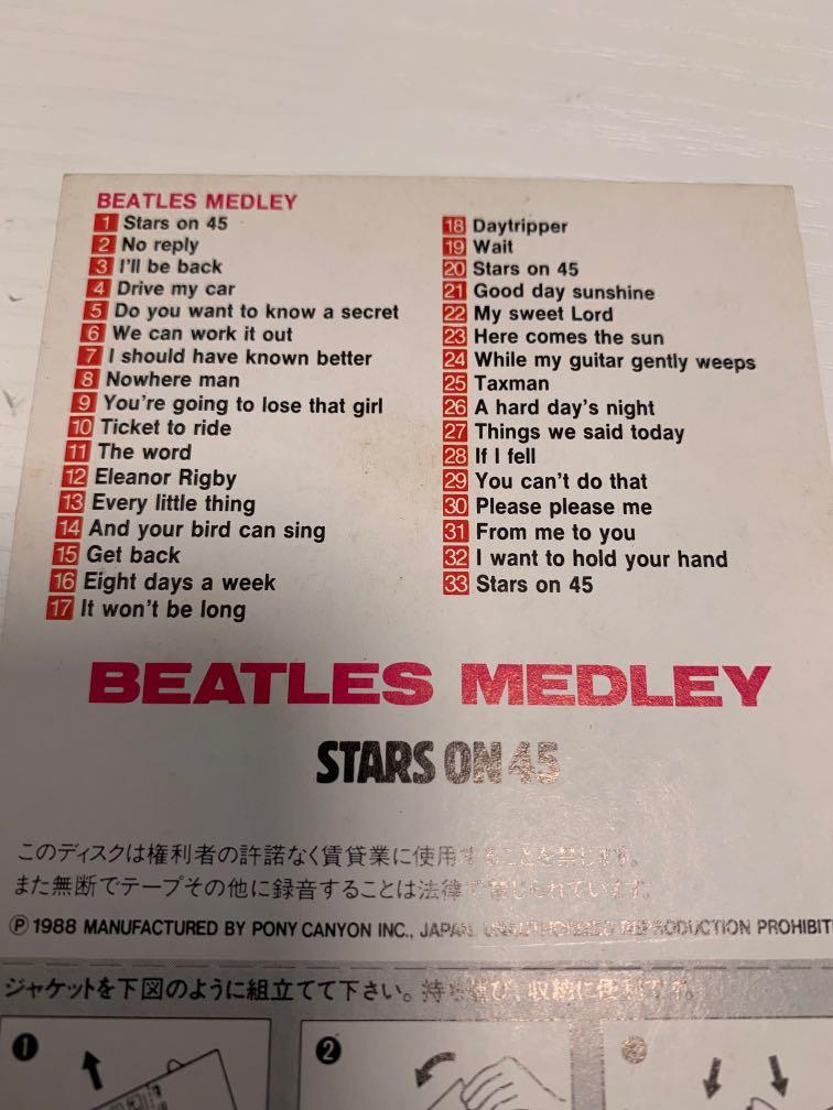 Stars on 45 Beatles Medley 日版 3inch 細碟 三吋 80年代 長版, 興趣及遊戲, 音樂、樂器 & 配件, 音樂與媒體 CD 及 DVD Carousell