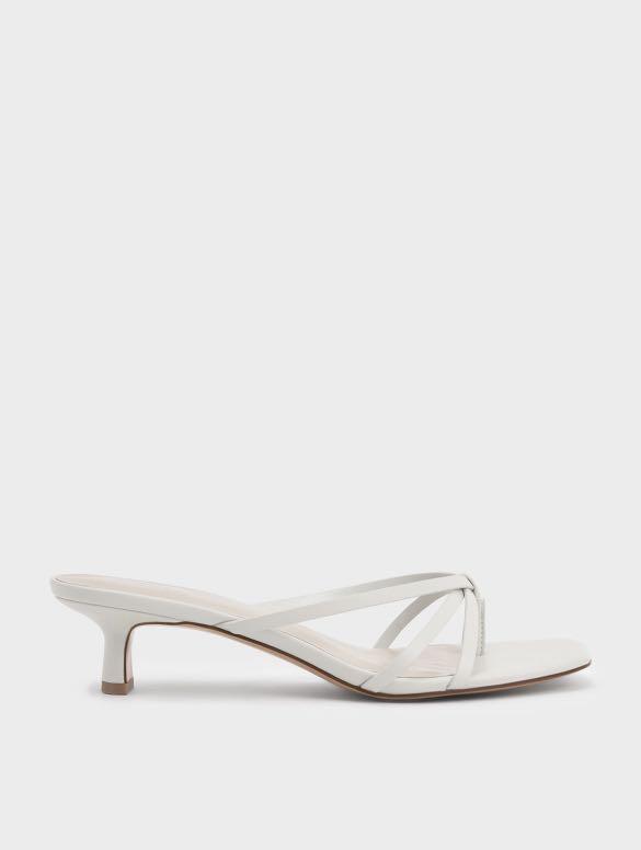 White strappy outlet kitten heels