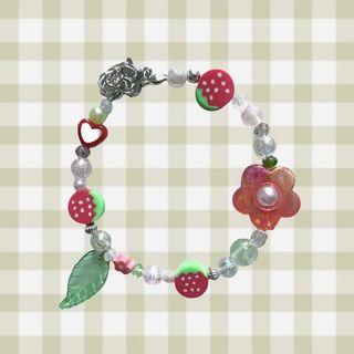 strawberry beaded clasp bracelet