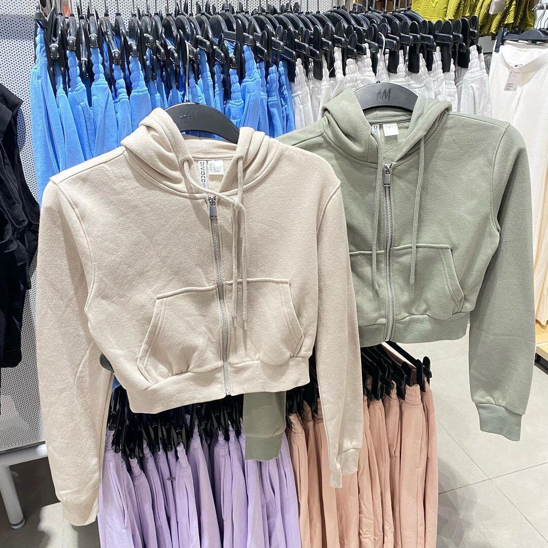 Sweater Hoodie Crop Hoodie Crop Top H M Fesyen Wanita