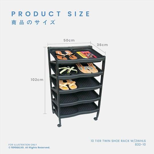 Toyogo 10 Tier Twin Shoe Rack Furniture Home Living Furniture