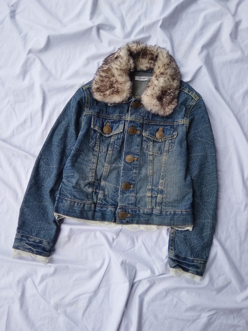 Trucker sherpa collar jacket, Fesyen 