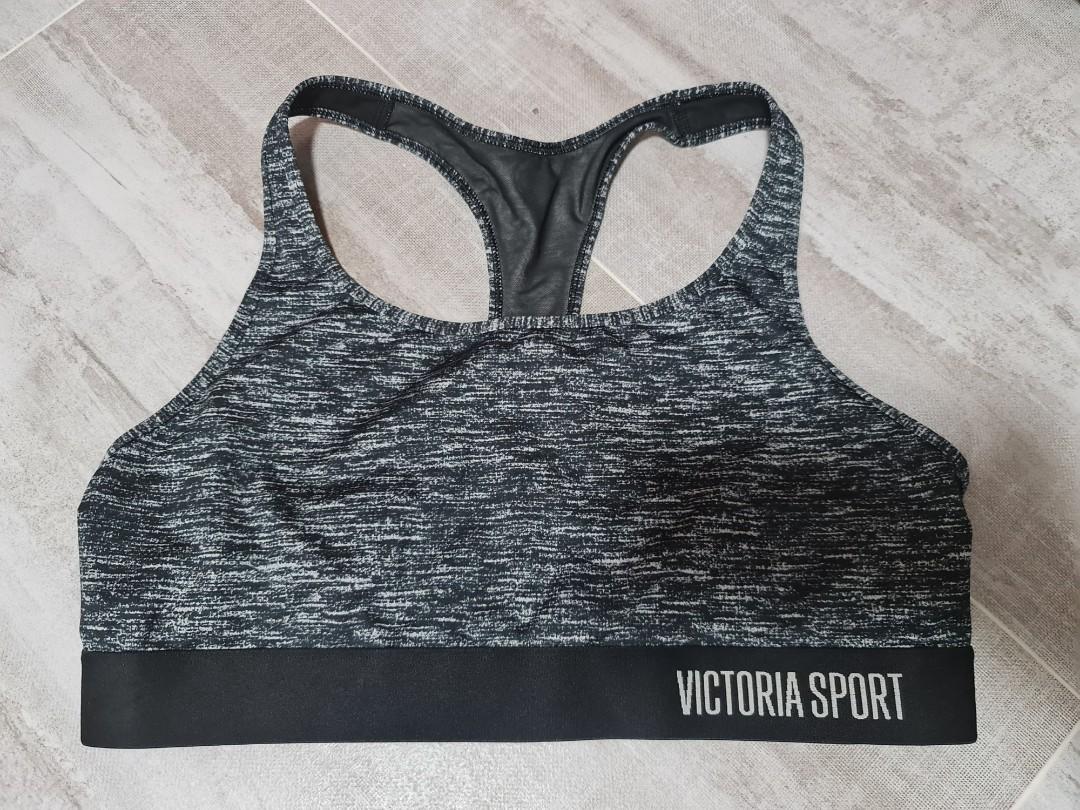 Victorias Secret Racerback Sports Bra Size 34C Gray White Black