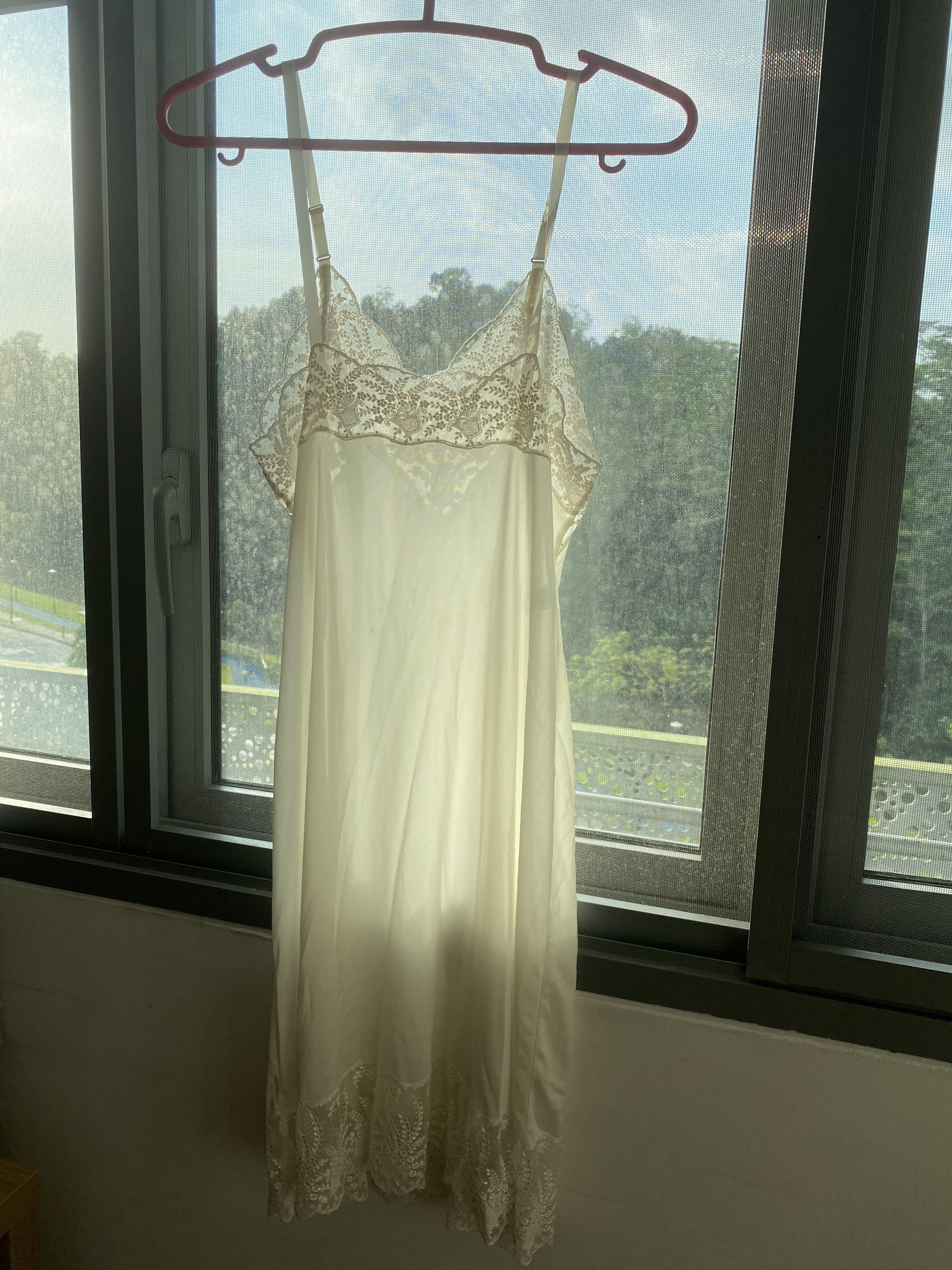 vintage thrifted white sheer nightgown Women s Fashion