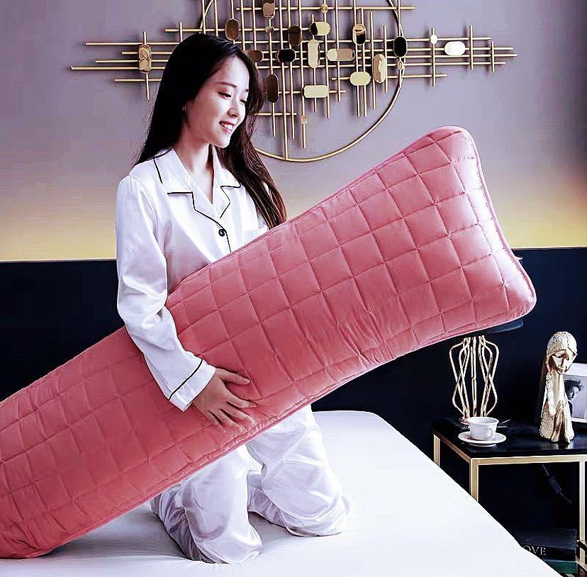 Waterproof Quilted Pure Washed Cotton Body Pillow Cover Double Pillow Double Pillows Beddings Sheet Covers Grey Pink Coral Furniture Home Living Bedding Towels on Carousell
