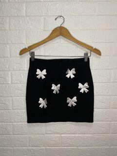 Y2K Gothic Lolita Ribbon Detailed Highwaisted Black Mini Skirt