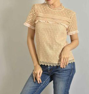 Zara Guipure Lace Blouse Top High Quality