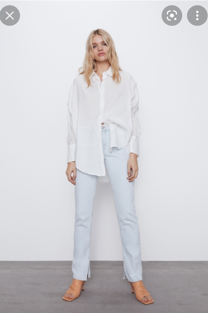 Zara white oversized shirt kemeja putih 