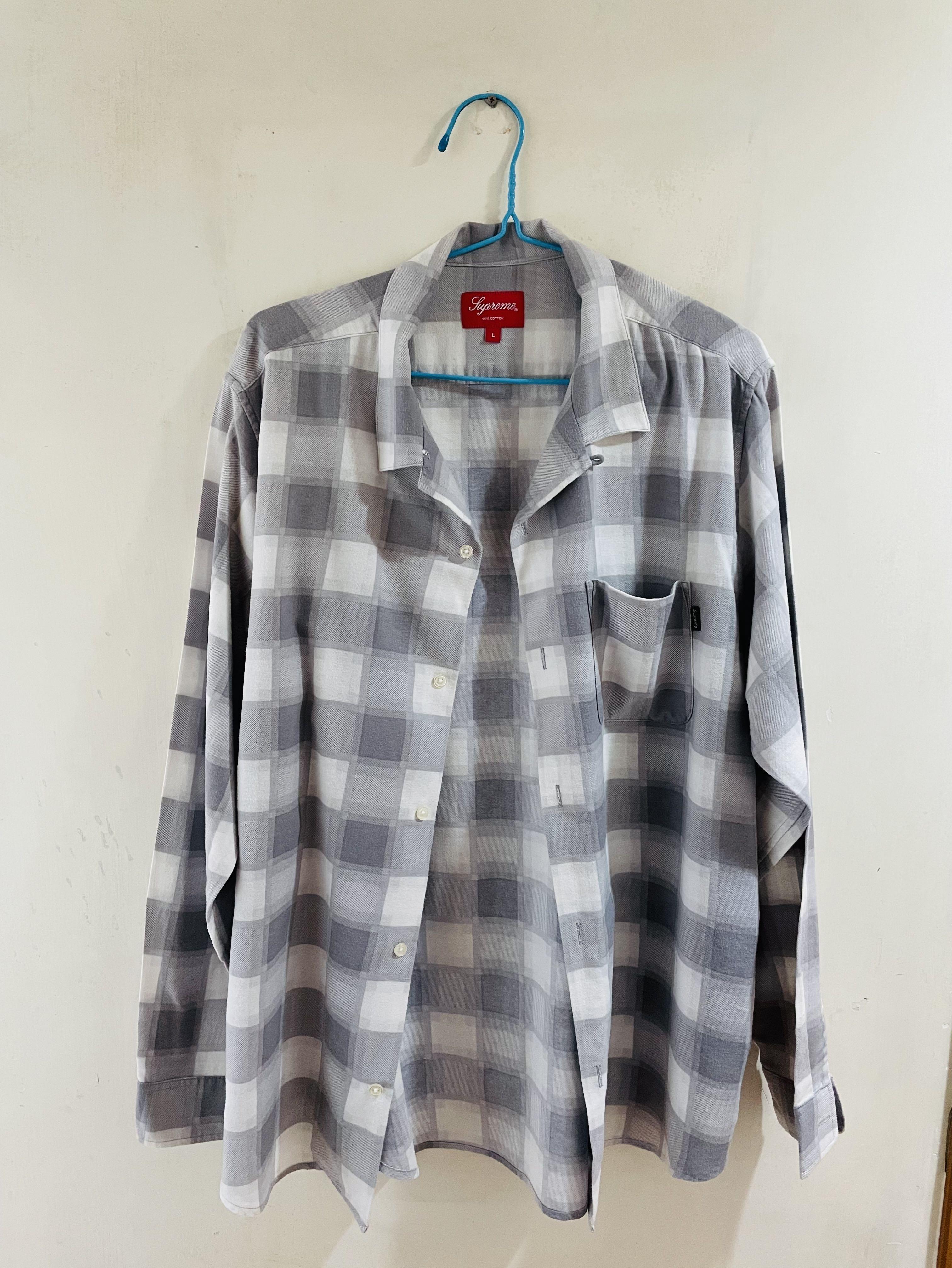 Supreme SS17 Printed Plaid Flannel Shirt (Size L), 男裝, 上身及