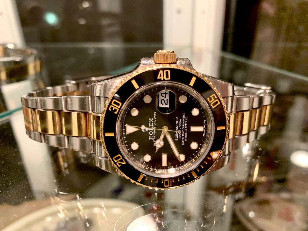 2018 Rolex Oyster Perpetual Submariner Date Two Toned Stainless Steel Gold 116613LN Luxury Watches on Carousell
