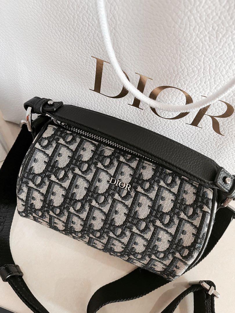 Christian Dior Ruthenium Grey Oblique Jacquard Canvas Saddle Bag Silver Hardware, 2022 (Very Good)