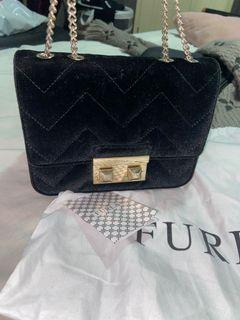 Authentic Limited Edition Furla Bag Black Velvet