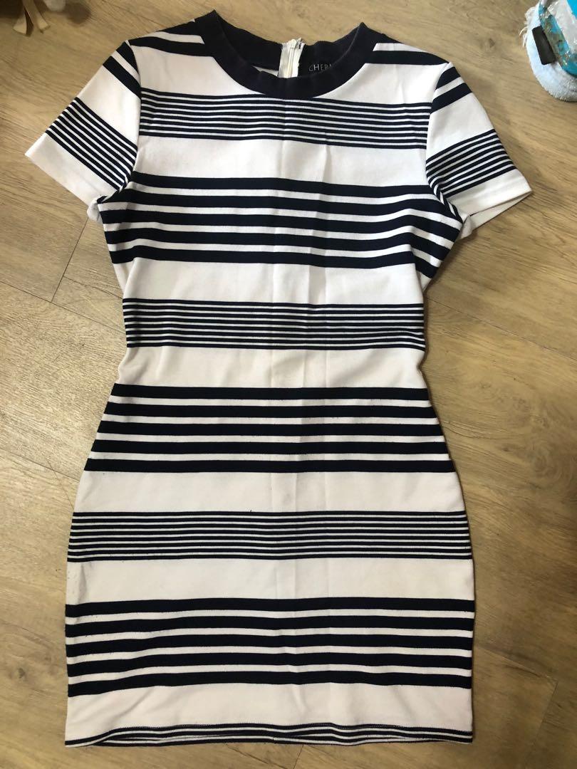 new look blue and white striped dress