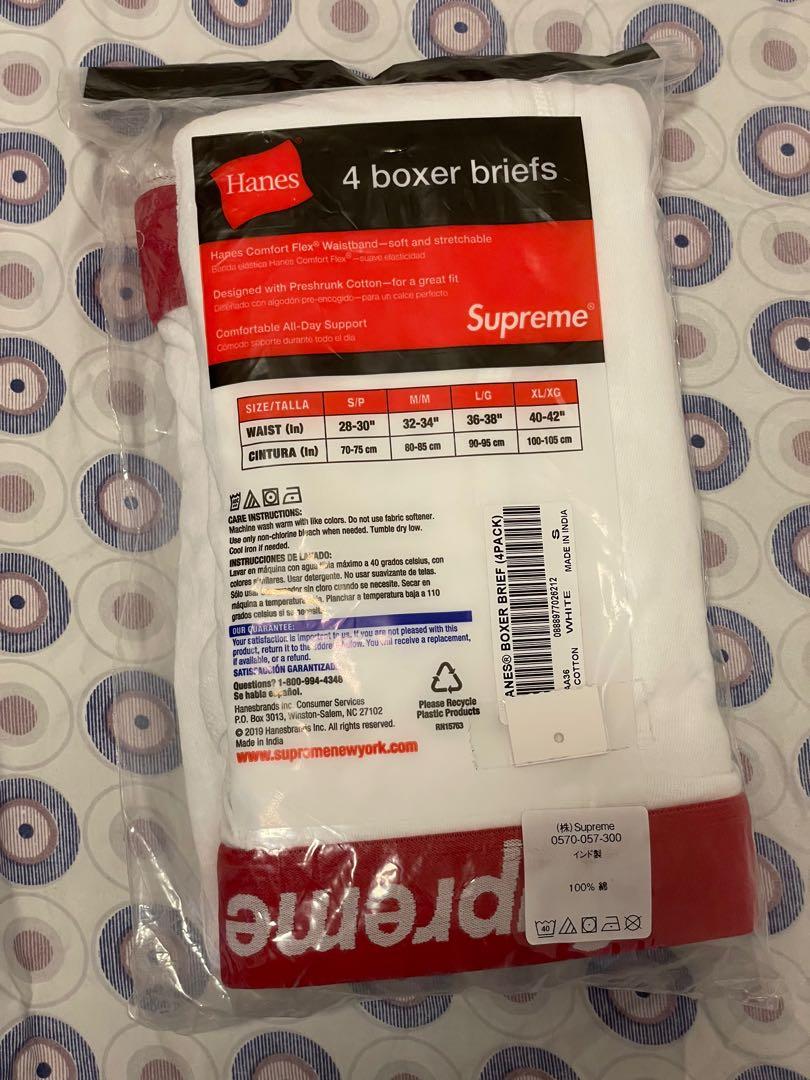 Supreme x Hanes Boxer Briefs Underwear Black Size L Large Authentic 4 -  Pack