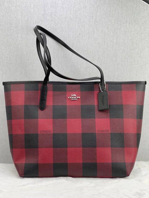 Coach buffalo sale plaid tote