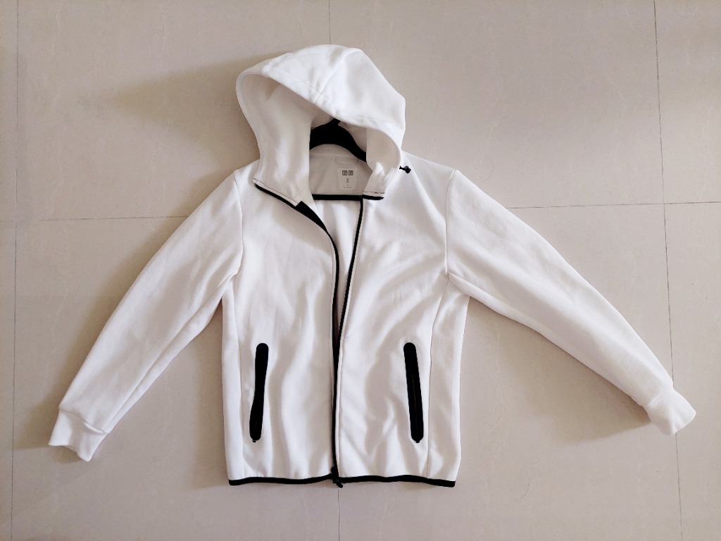 Cream white jacket with hood for casual and office wear