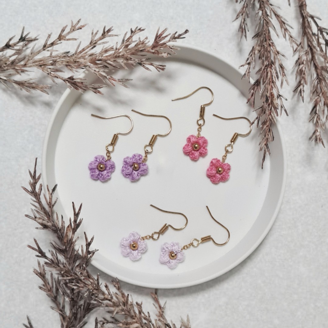 Fuschia cheap flower earrings