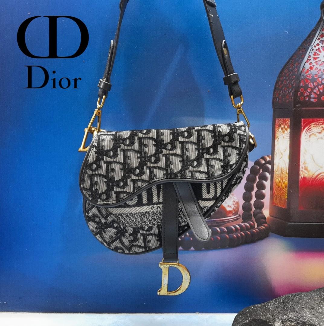 Tas DIOR Blue Saddle Bag Oblique Jacquard Women's , Fesyen Wanita, Tas