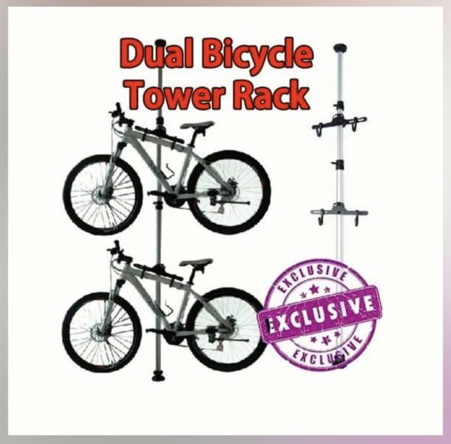 Dual Bike Tower Rack / Dual Bike Rack / Bike Mount, Sports Equipment